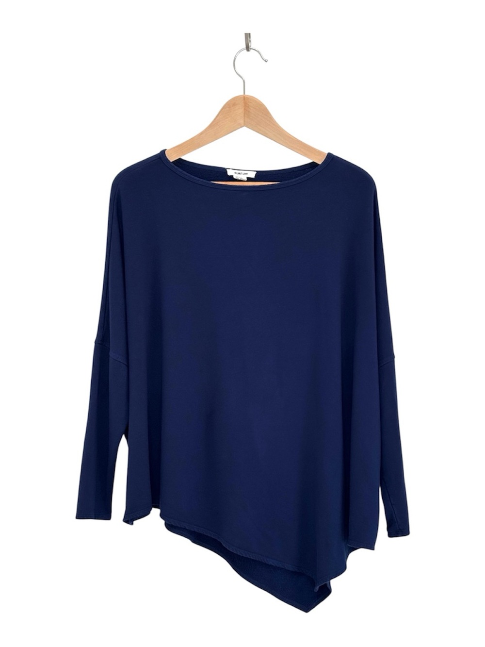 Helmut Lang Asymmetric Oversized Fleece Sweatshirt Small Minimalist Navy Blue
